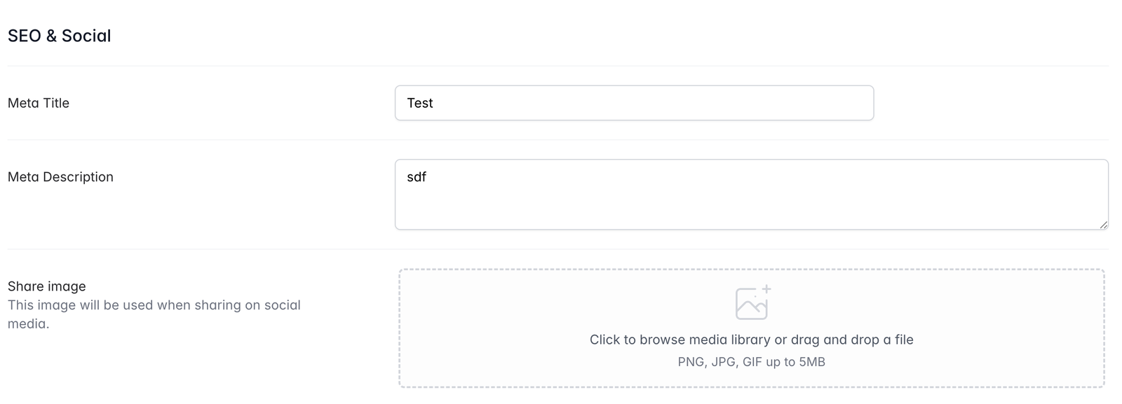 Screenshot of blog post SEO settings