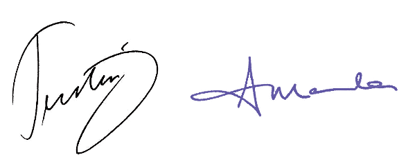 Signatures of Justin and Amanda